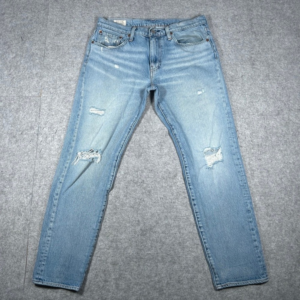 Levi's denim jeans Mens W32 Light Blue Hi-Ball Distressed Straight Leg Casual